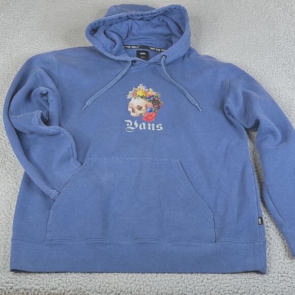 Vans Off The Wall Sweatshirt Men M Skull Floral Hoodie Surf Skate Grunge Sweater - Picture 1 of 10